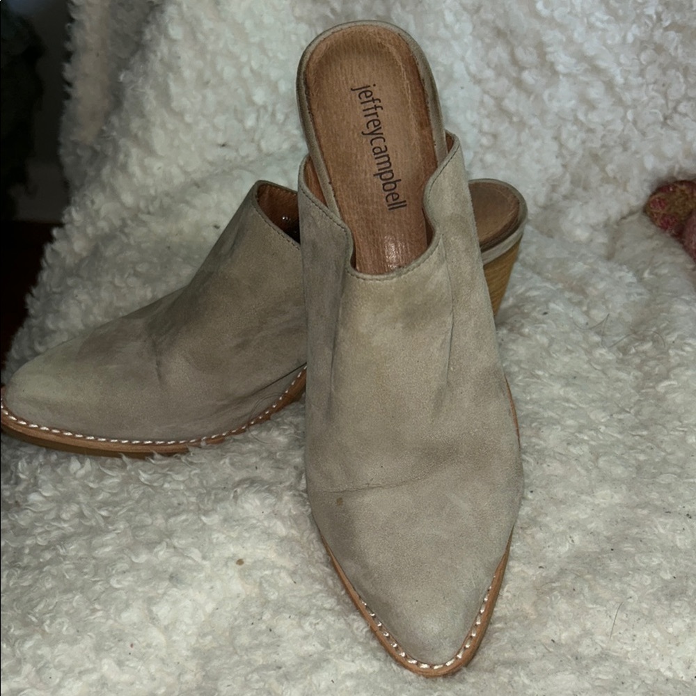 Jeffrey Campbell Tan Mules with Almond Toe - Picture 2 of 6